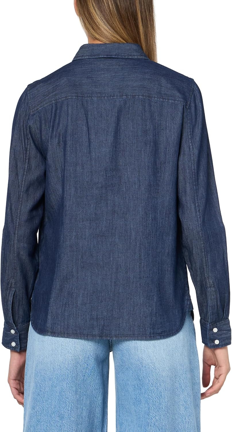image:imageNautica Womens Button Front Long Sleeve Roll Tab ShirtDark Azure