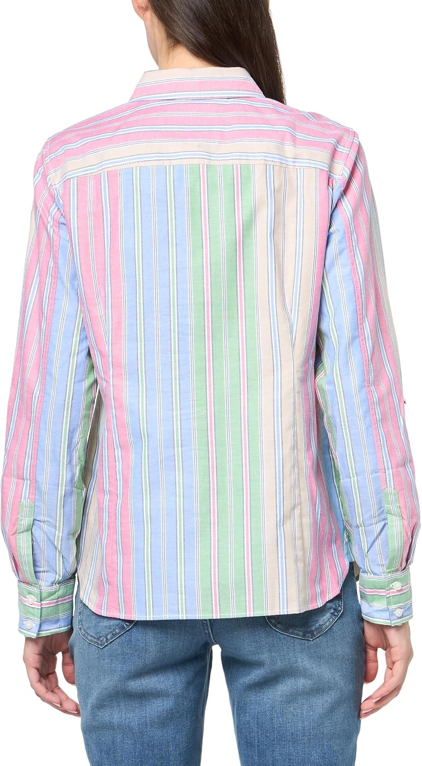 image:imageNautica Womens Button Front Long Sleeve Roll Tab ShirtGreen Multi