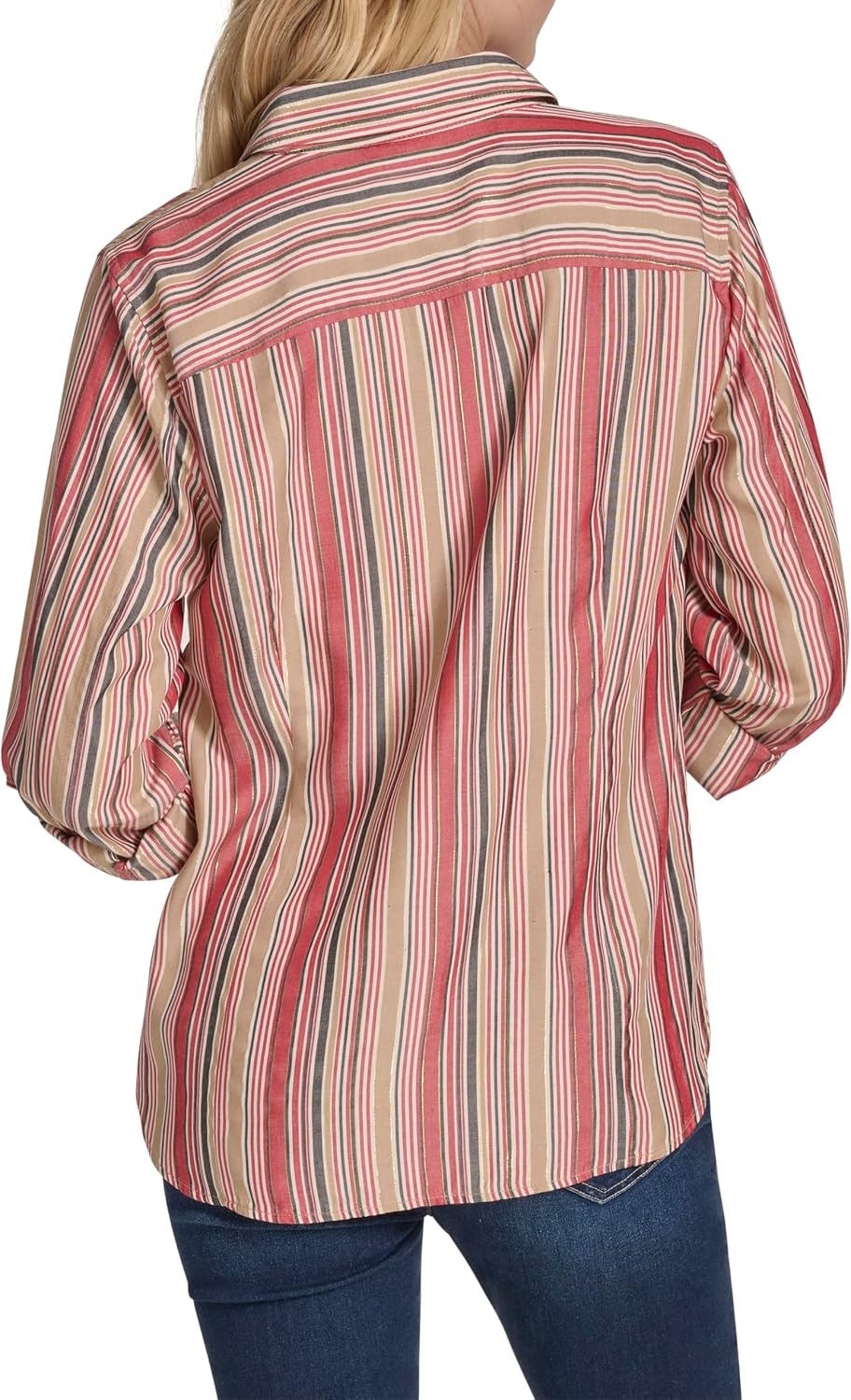 image:imageNautica Womens Button Front Long Sleeve Roll Tab ShirtHaute Red Multi