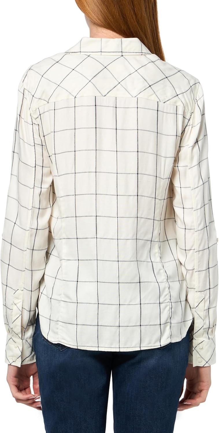 image:imageNautica Womens Button Front Long Sleeve Roll Tab ShirtIvory Multi