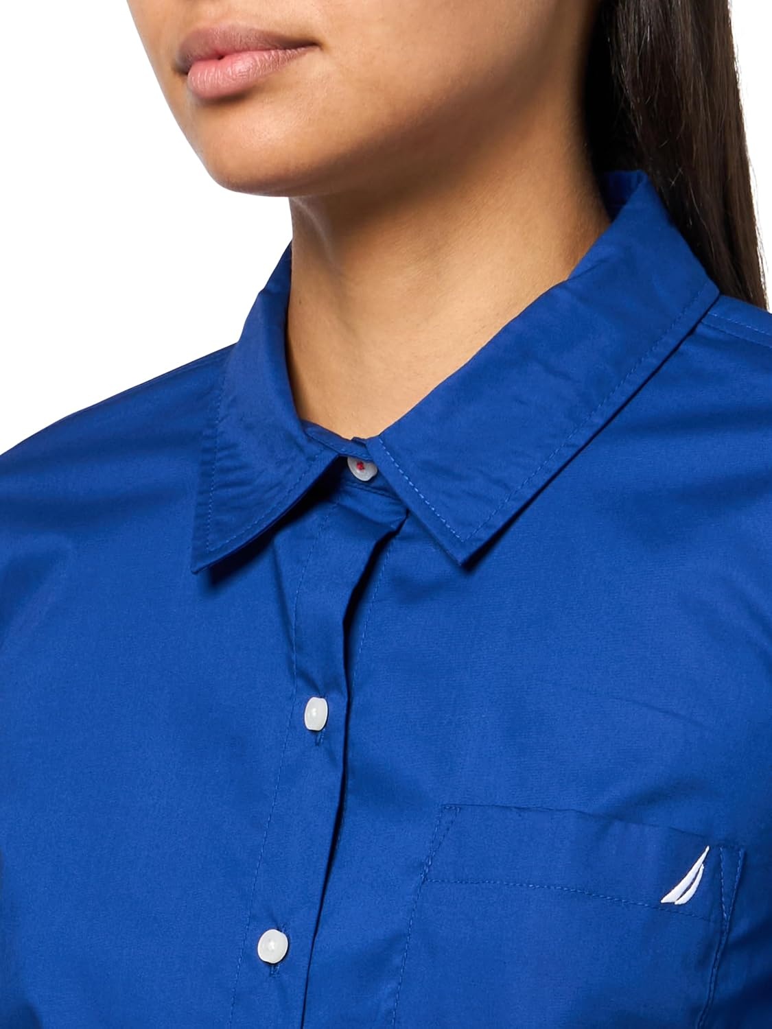 image:imageNautica Womens Button Front Long Sleeve Roll Tab ShirtMarina Blue