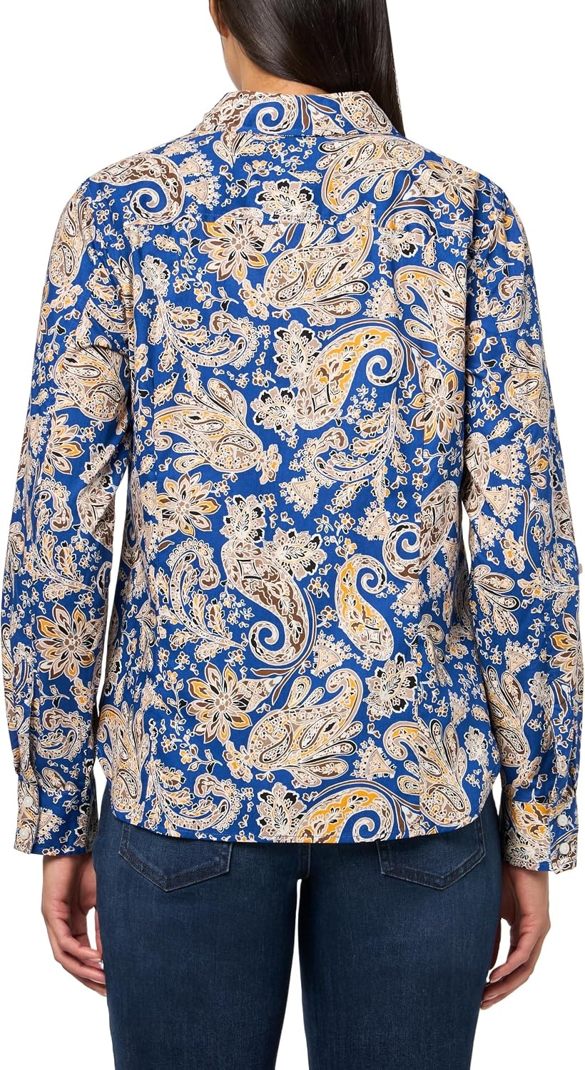 image:imageNautica Womens Button Front Long Sleeve Roll Tab ShirtMarina Blue Multi