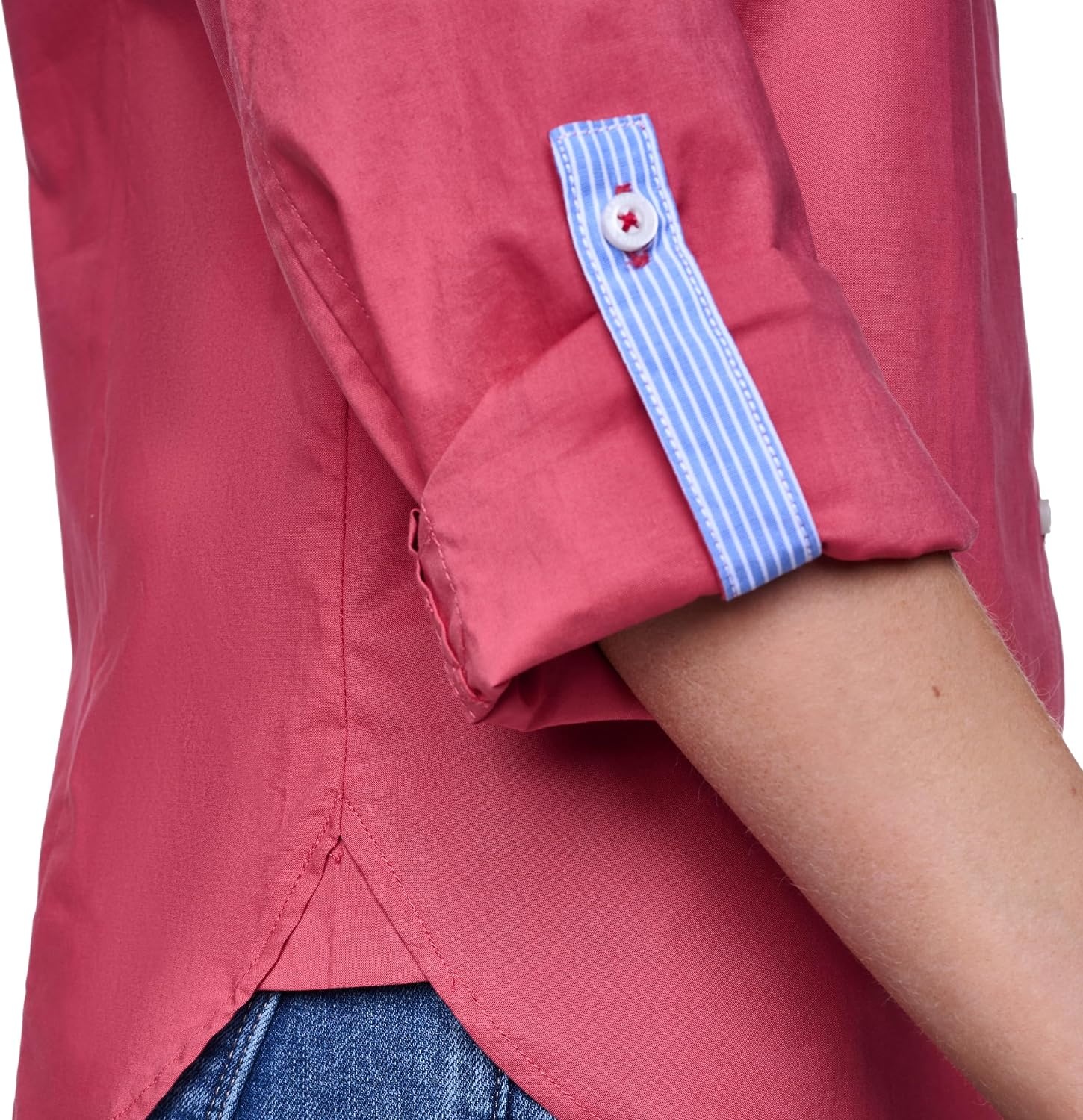 image:imageNautica Womens Button Front Long Sleeve Roll Tab ShirtMineral Red