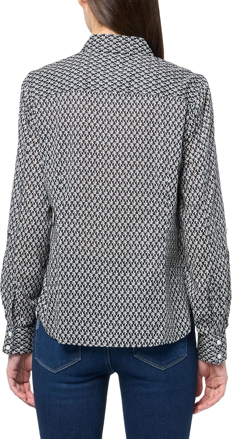 image:imageNautica Womens Button Front Long Sleeve Roll Tab ShirtNight Sky Multi