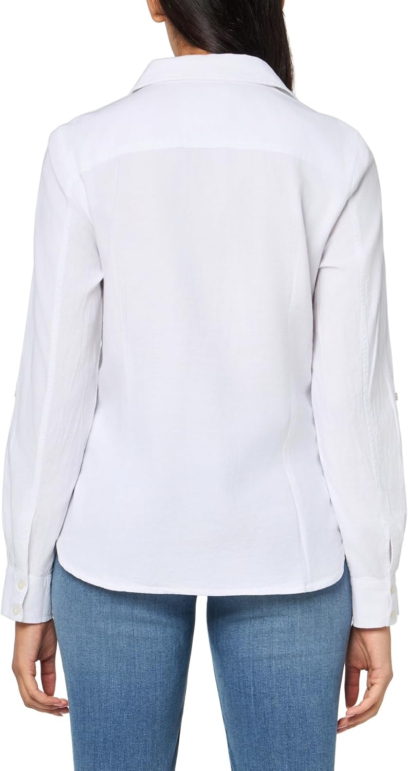 image:imageNautica Womens Button Front Long Sleeve Roll Tab ShirtOxford Bright White