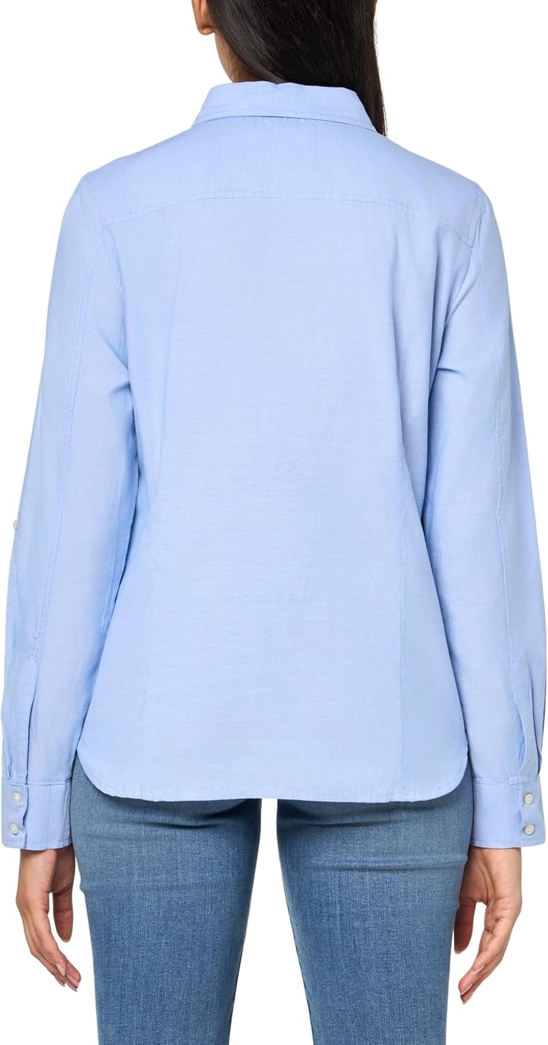 image:imageNautica Womens Button Front Long Sleeve Roll Tab ShirtOxford French Blue