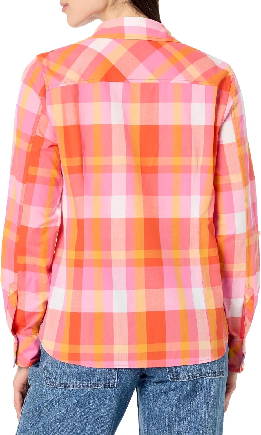 image:imageNautica Womens Button Front Long Sleeve Roll Tab ShirtSangria Sunset Multi