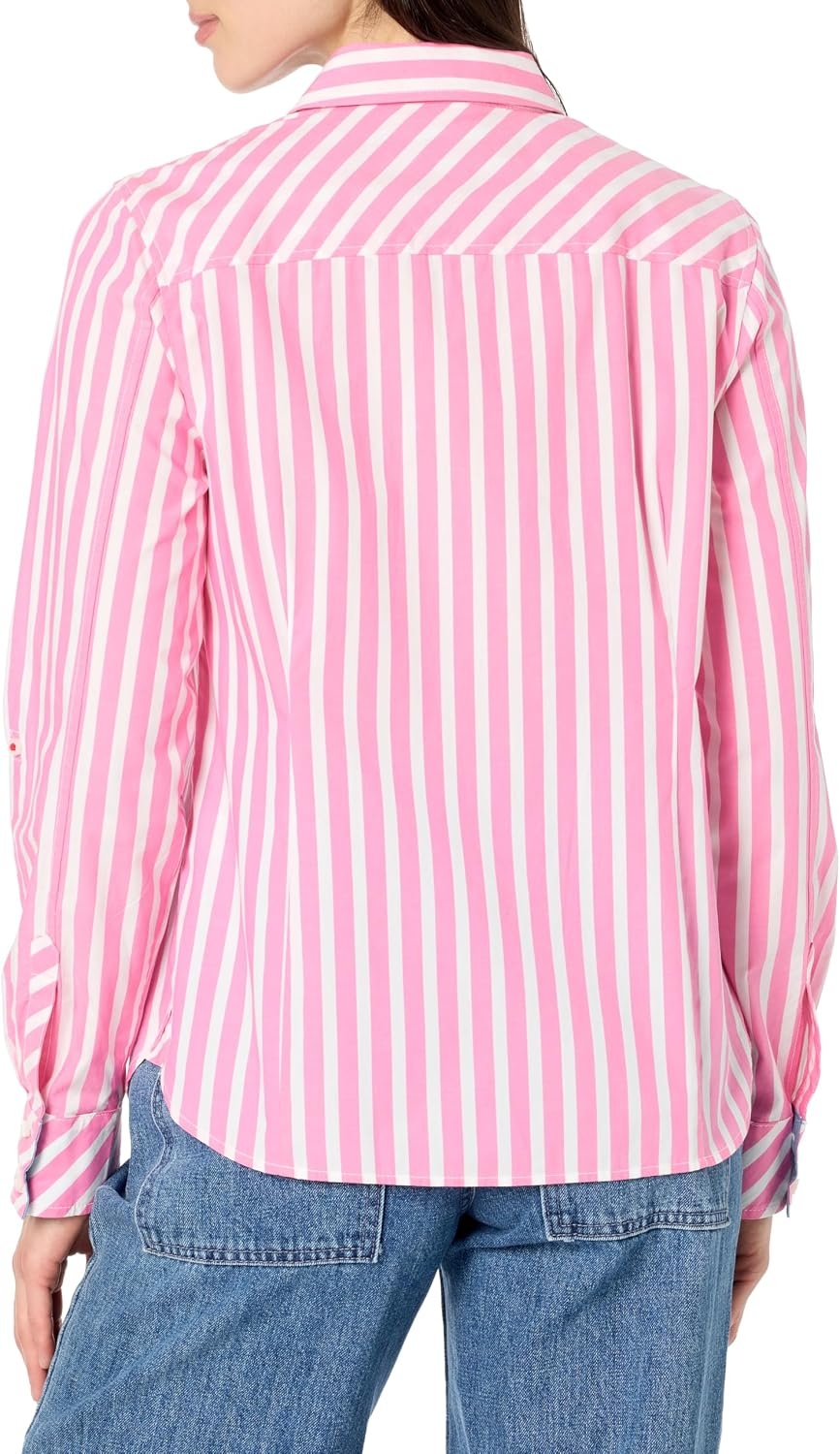 image:imageNautica Womens Button Front Long Sleeve Roll Tab ShirtSangria SunsetBright White