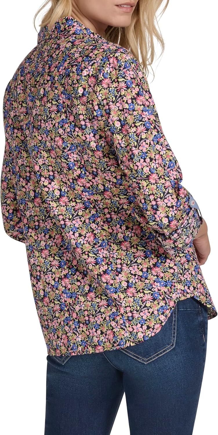 image:imageNautica Womens Button Front Long Sleeve Roll Tab ShirtSolid Confetti