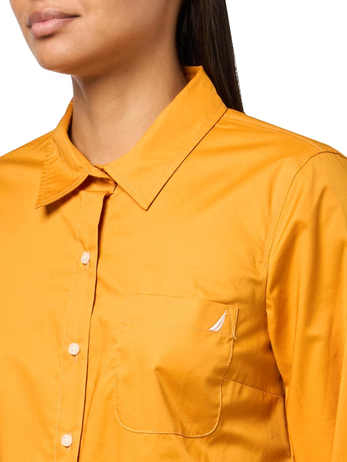 image:imageNautica Womens Button Front Long Sleeve Roll Tab ShirtSunflower