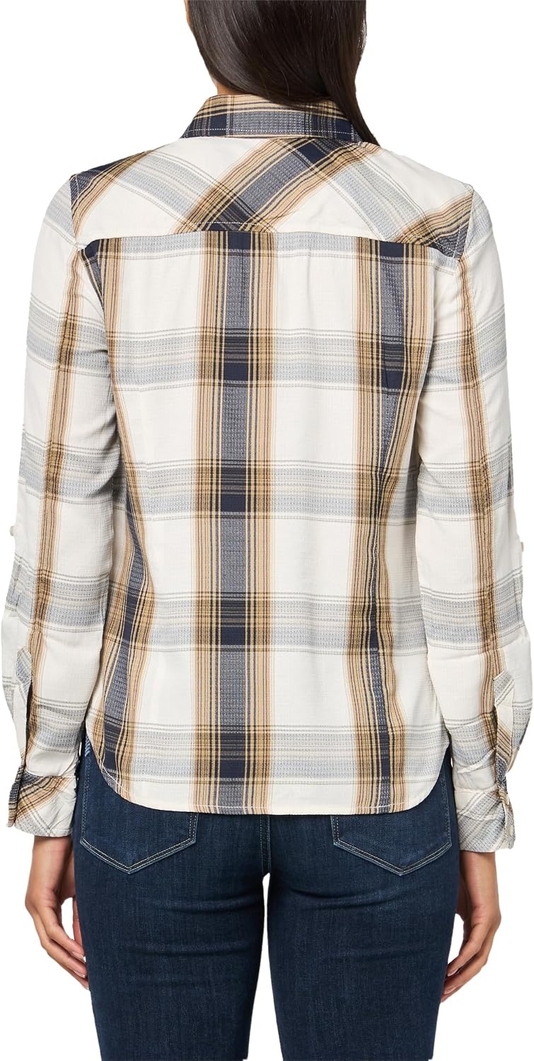 image:imageNautica Womens Button Front Long Sleeve Roll Tab ShirtTigers Eye Multi
