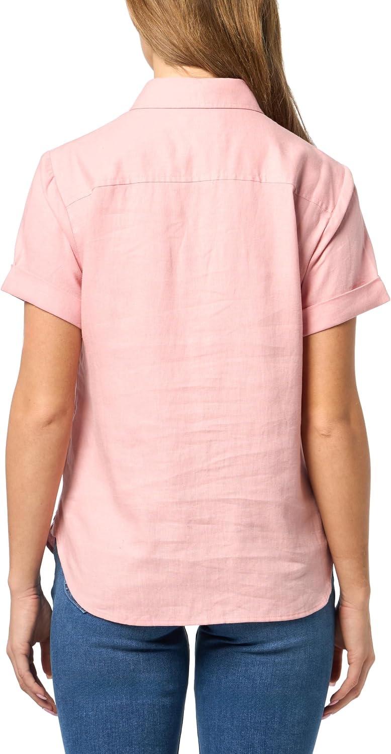 image:imageNautica Womens Button Front Short Sleeve Camp ShirtBridal Rose