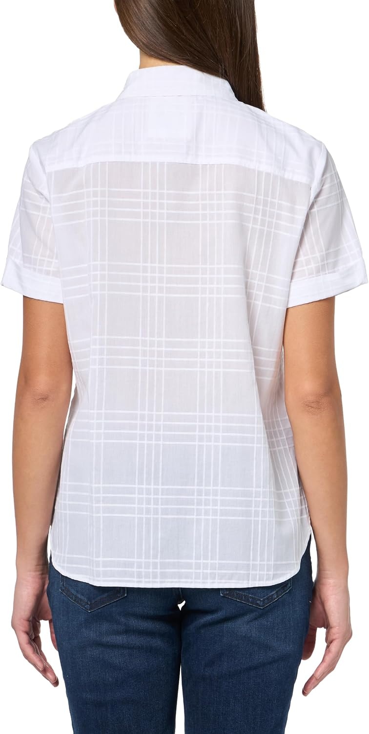 image:imageNautica Womens Button Front Short Sleeve Camp ShirtBright White