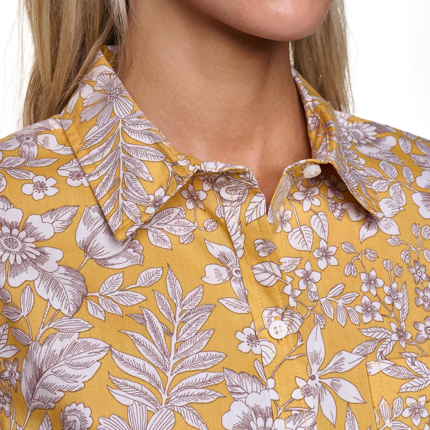 image:imageNautica Womens Button Front Short Sleeve Camp ShirtDeep Maize Multi