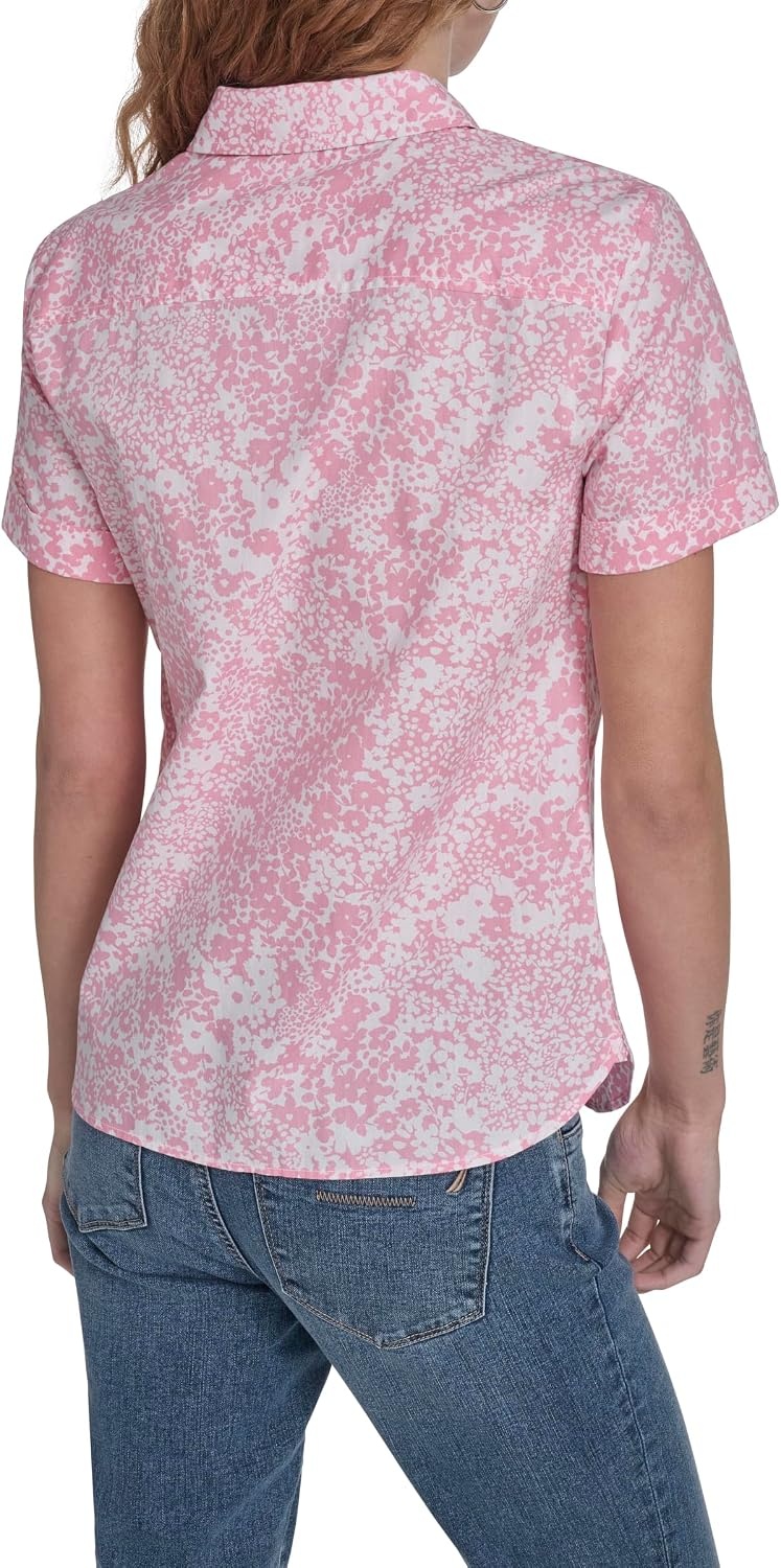 image:imageNautica Womens Button Front Short Sleeve Camp ShirtEnglish Rose Multi