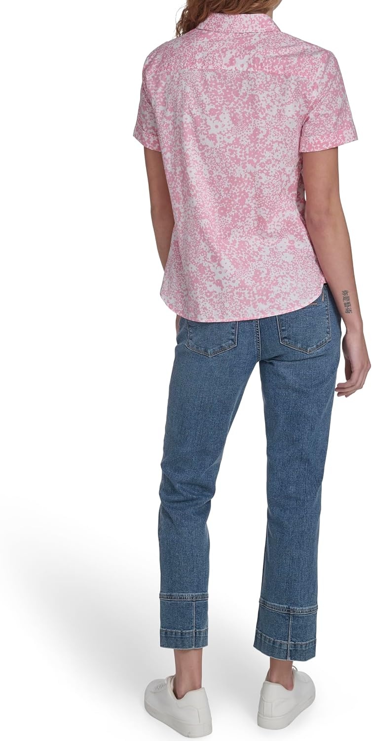image:imageNautica Womens Button Front Short Sleeve Camp ShirtEnglish Rose Multi