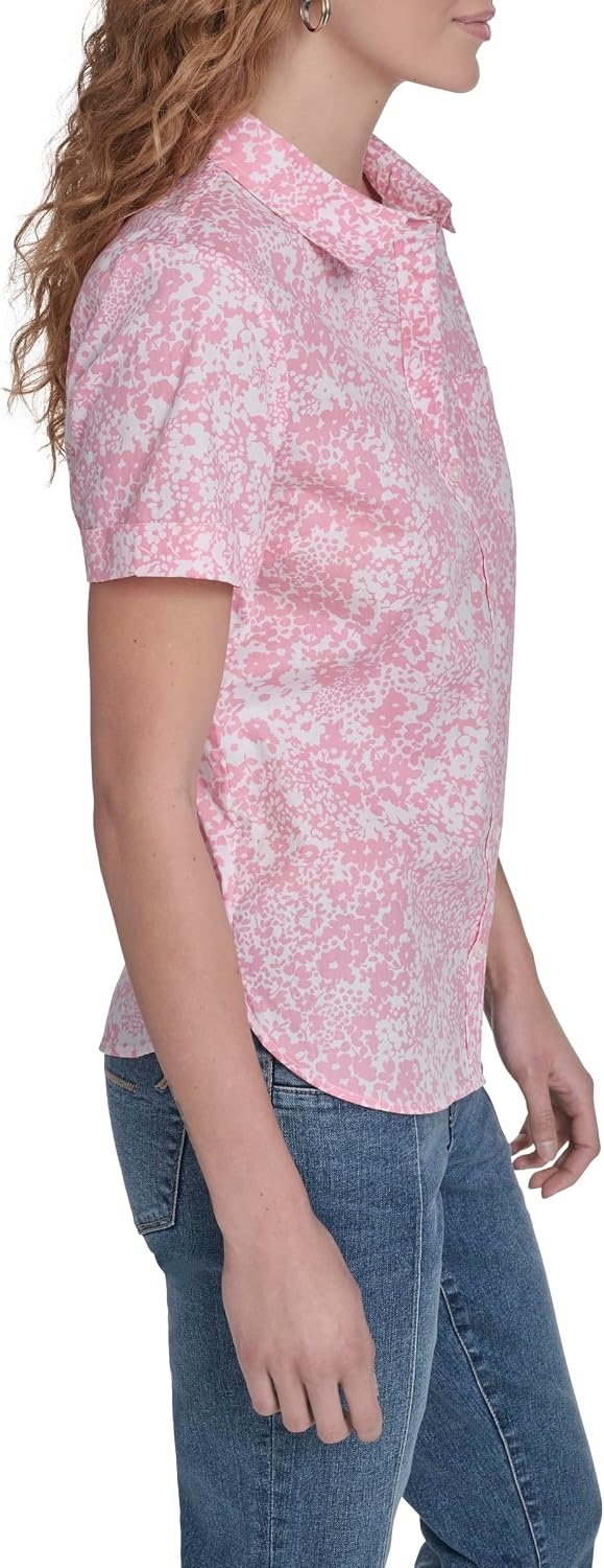 image:imageNautica Womens Button Front Short Sleeve Camp ShirtEnglish Rose Multi