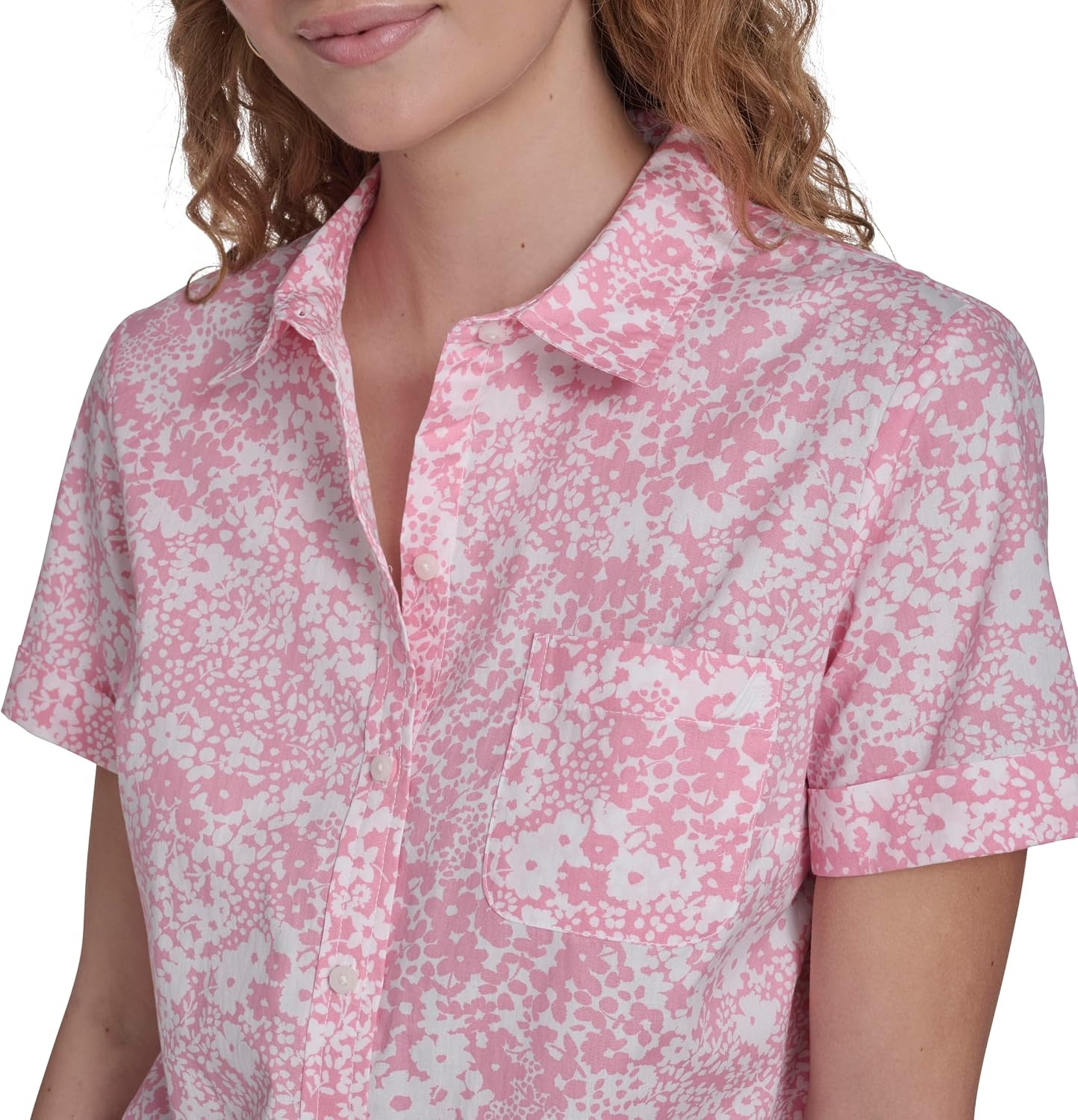 image:imageNautica Womens Button Front Short Sleeve Camp ShirtEnglish Rose Multi