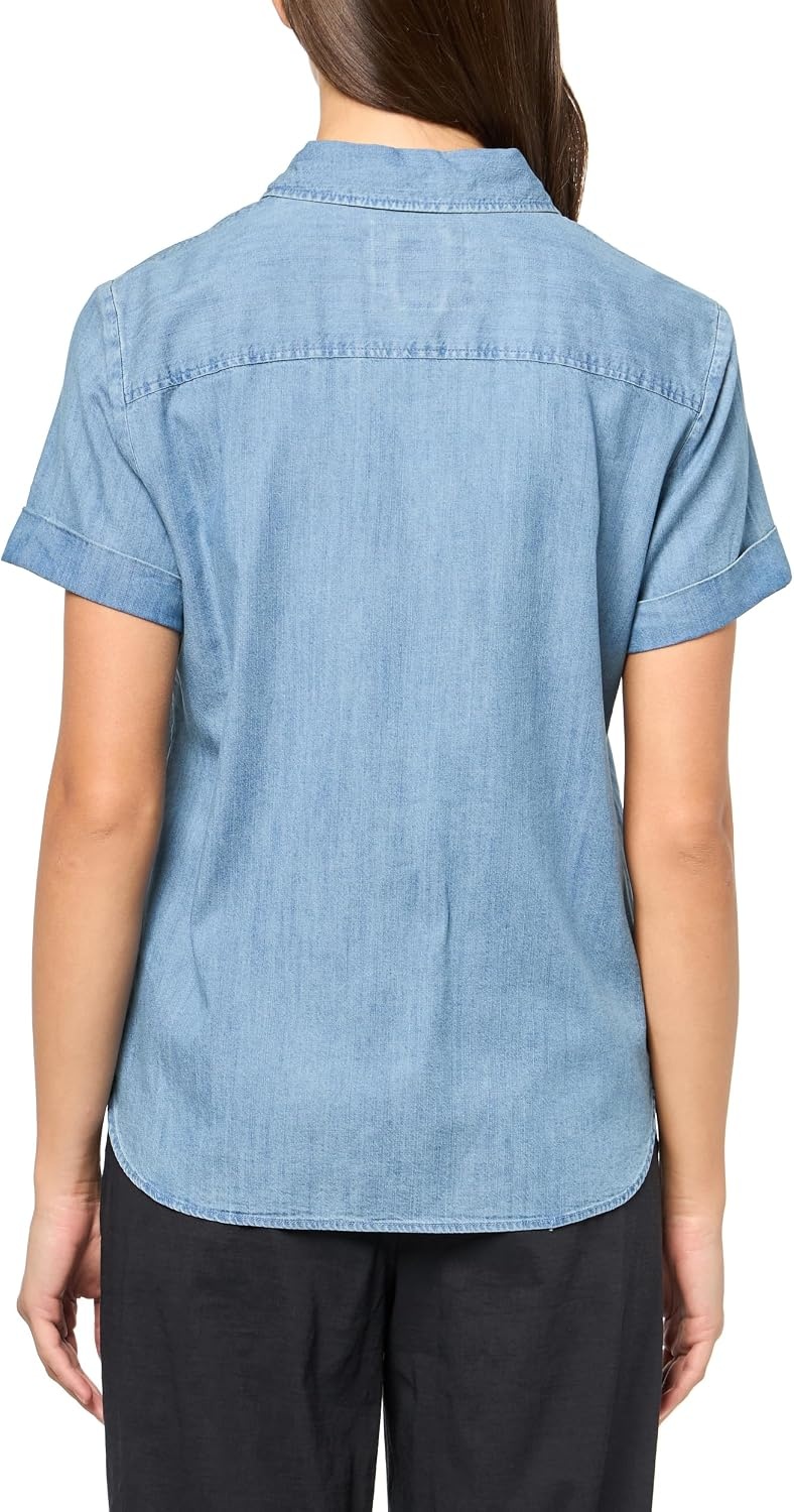 image:imageNautica Womens Button Front Short Sleeve Camp ShirtLight Azure