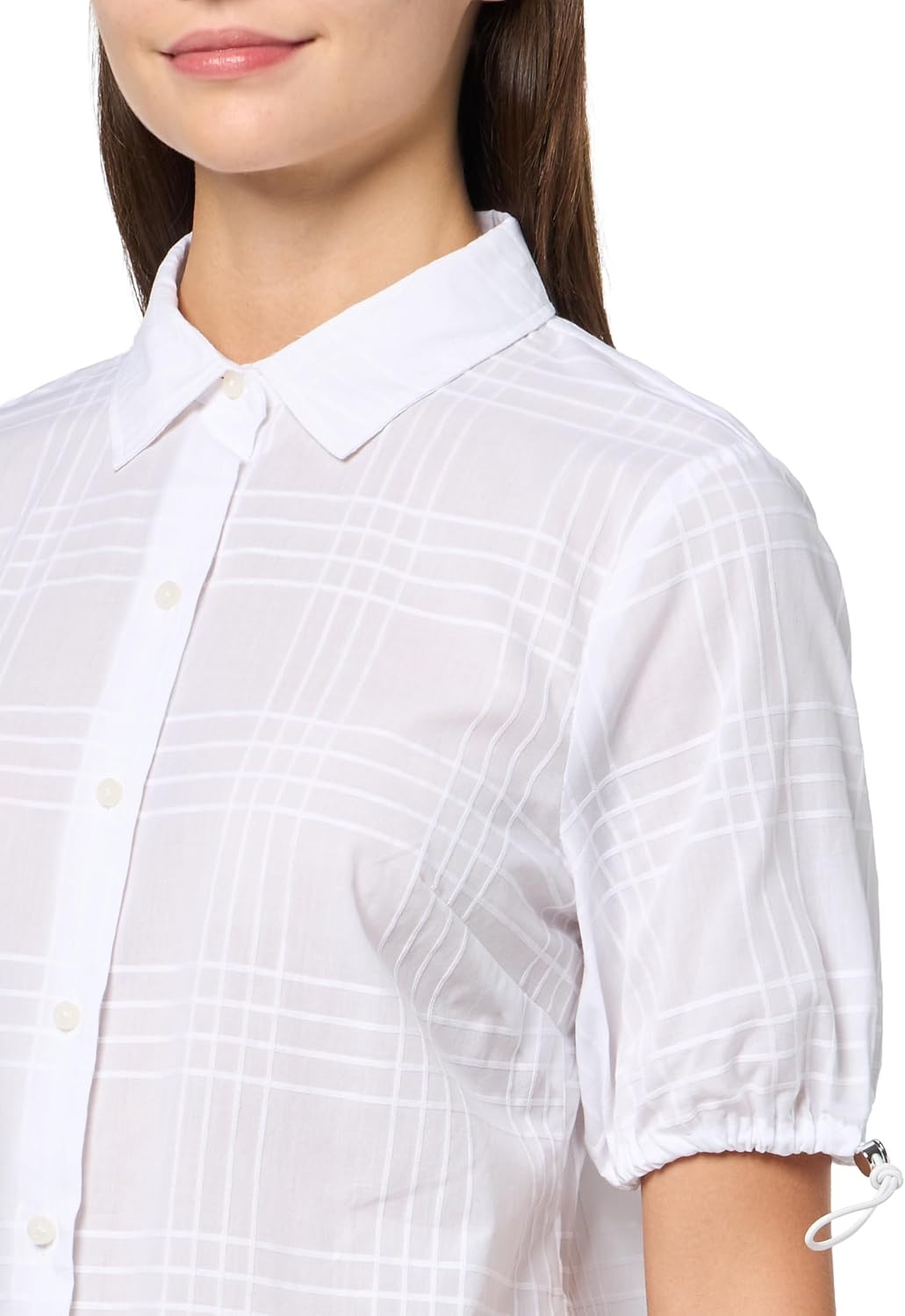 image:imageNautica Womens Button Front Short Sleeve Woven Collard Camp ShirtBright White