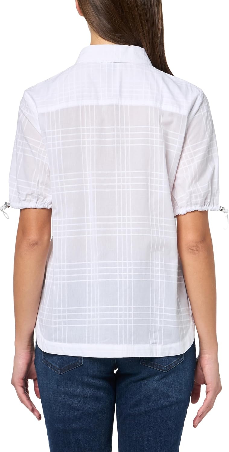 image:imageNautica Womens Button Front Short Sleeve Woven Collard Camp ShirtBright White