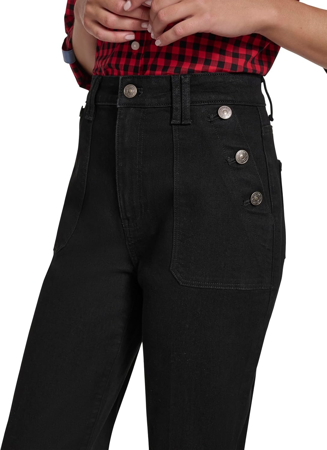 image:imageNautica Womens Button Pocket Wide Leg Sailor JeansBlack