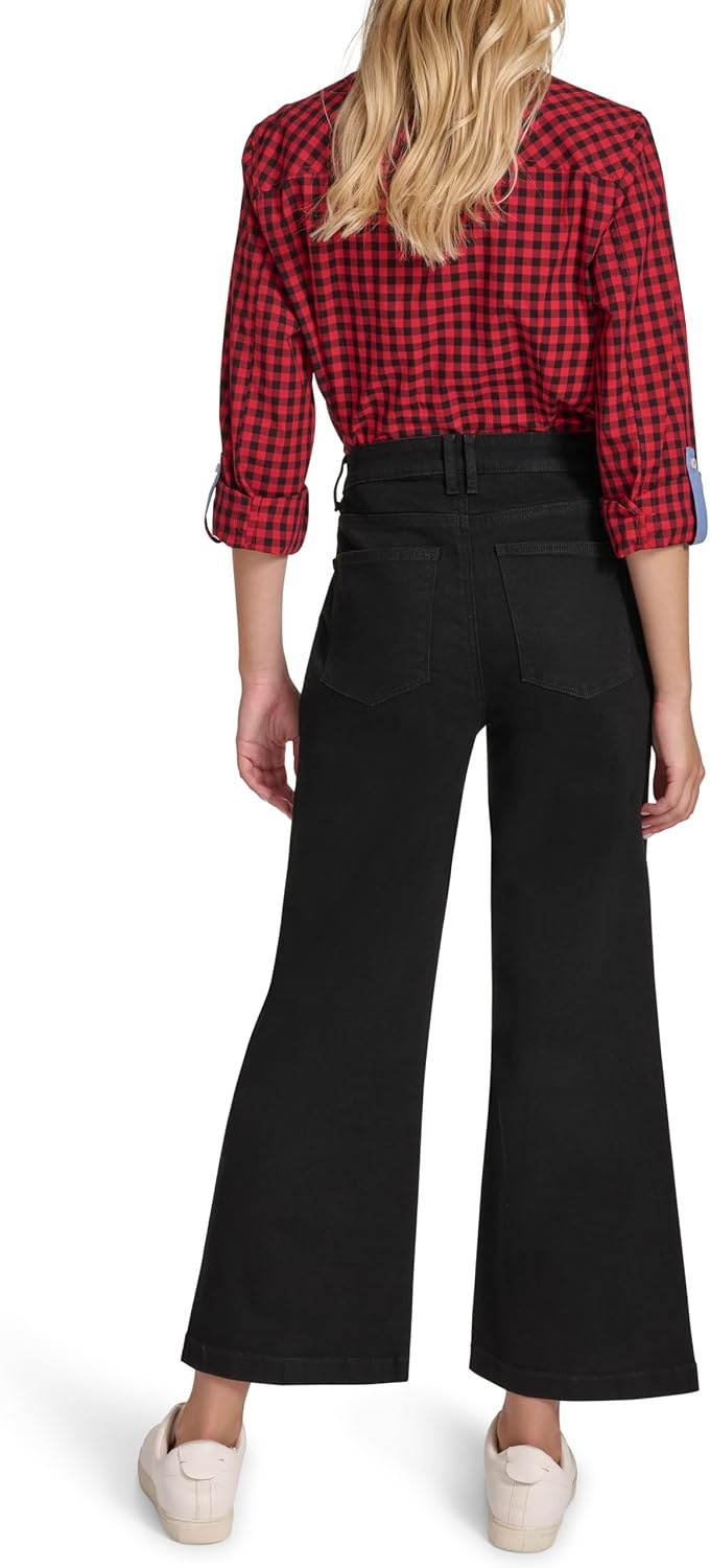 image:imageNautica Womens Button Pocket Wide Leg Sailor JeansBlack