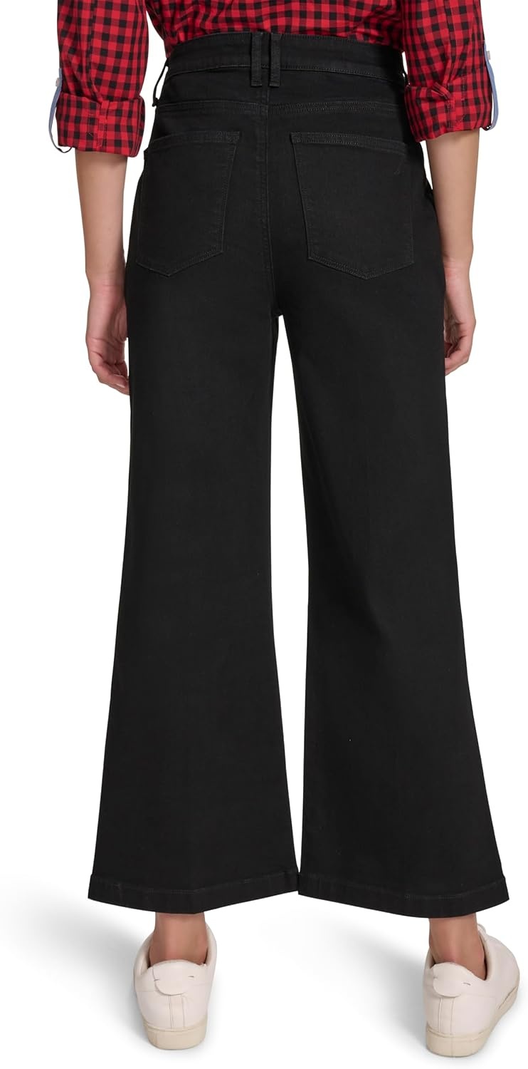 image:imageNautica Womens Button Pocket Wide Leg Sailor JeansBlack