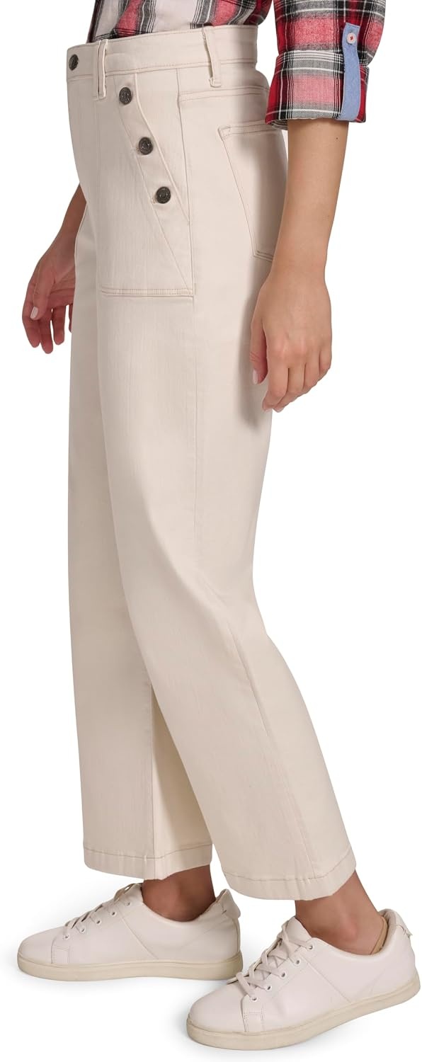 image:imageNautica Womens Button Pocket Wide Leg Sailor JeansNatural