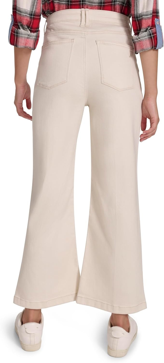 image:imageNautica Womens Button Pocket Wide Leg Sailor JeansNatural