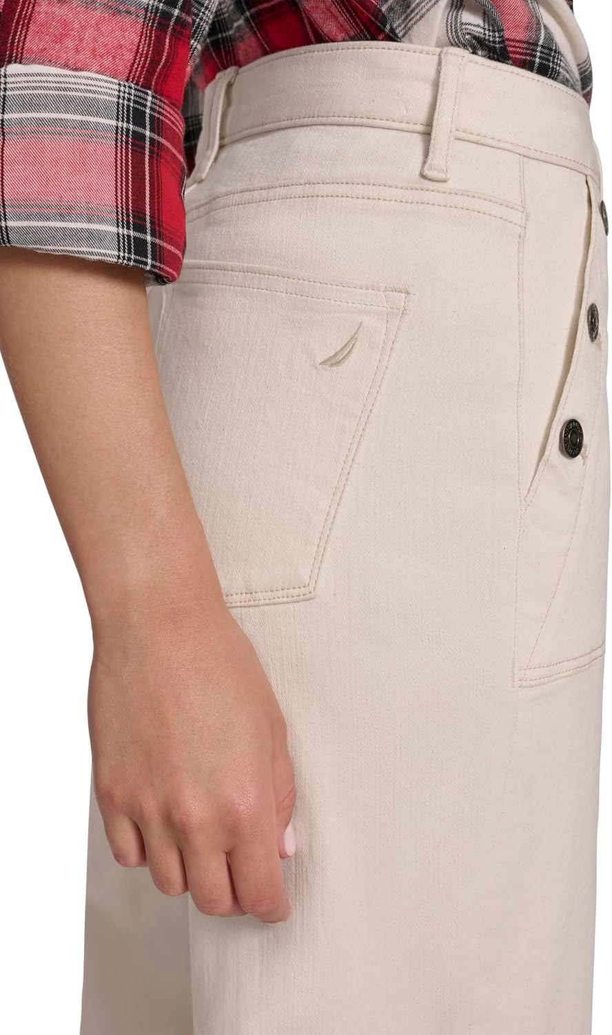 image:imageNautica Womens Button Pocket Wide Leg Sailor JeansNatural