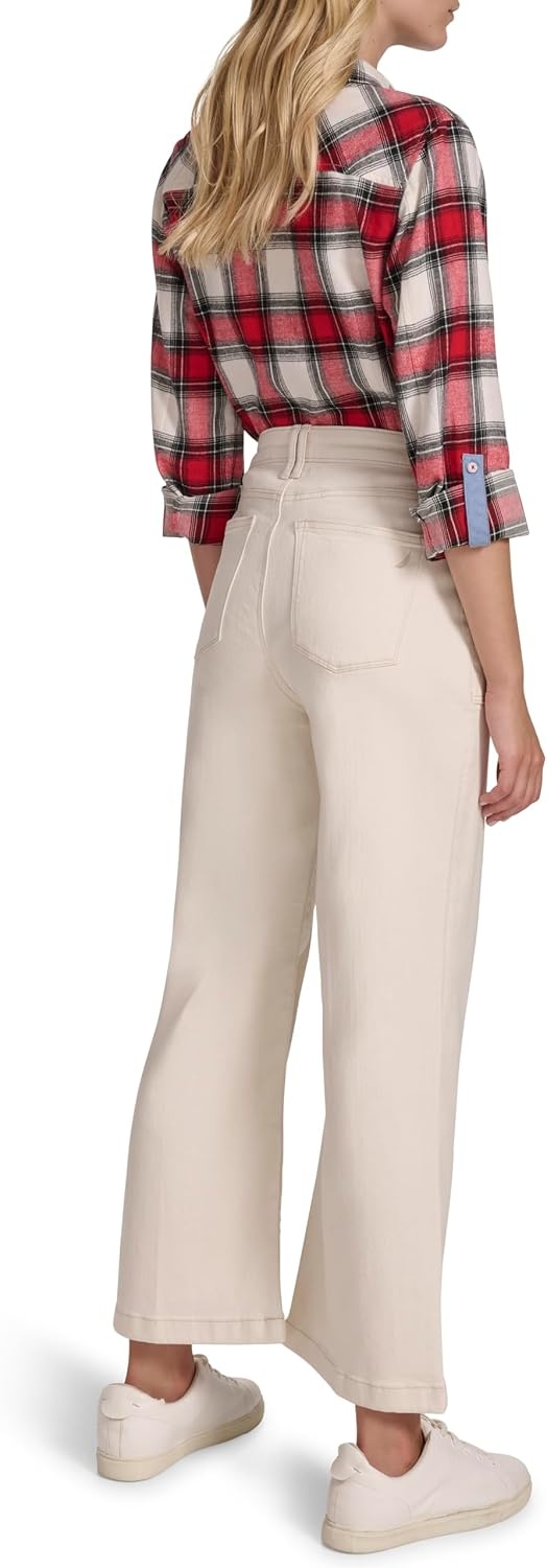 image:imageNautica Womens Button Pocket Wide Leg Sailor JeansNatural