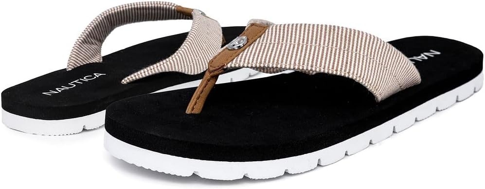 image:imageNautica Womens Casual Thong FlipFlop SandalsTan Stripe