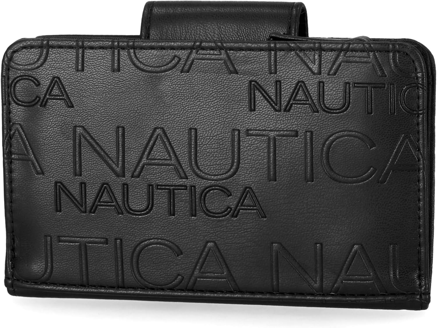 image:imageNautica Womens Close Reach Vegan Leather RFID Wallet Small Credit Card Holder Purse with Zipper Coin Pocket and ID Window in BlackBlack Embossed