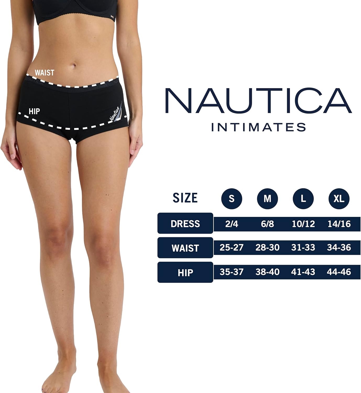 image:imageNautica Womens Cotton Boyshort Underwear Set 5PackBlackBlue GraniteMd Heather GreySphinxNt Logo