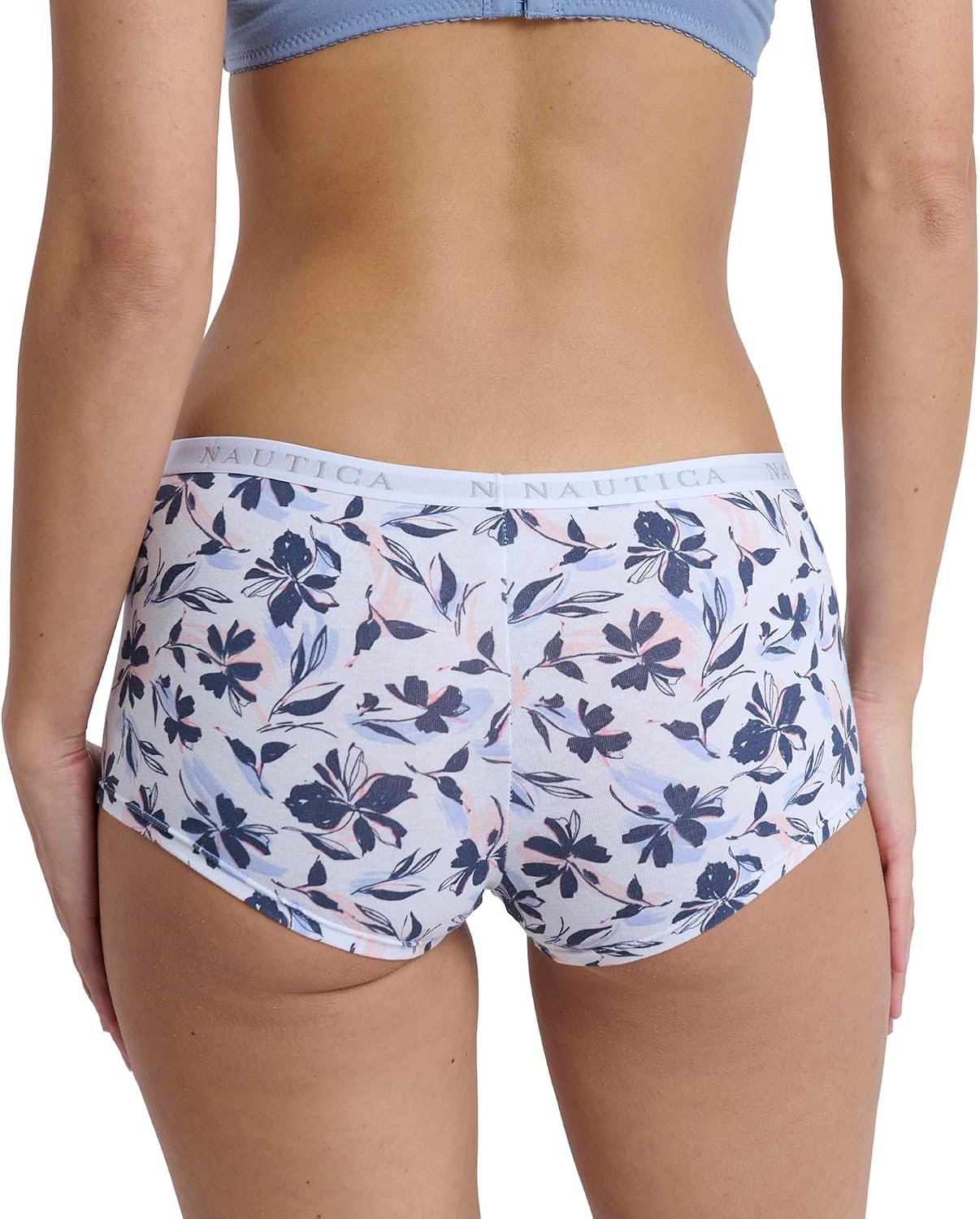 image:imageNautica Womens Cotton Boyshort Underwear Set 5PackCoastal PeriLt Bleach HeatherStingraySummer RoseNew Ink Floral
