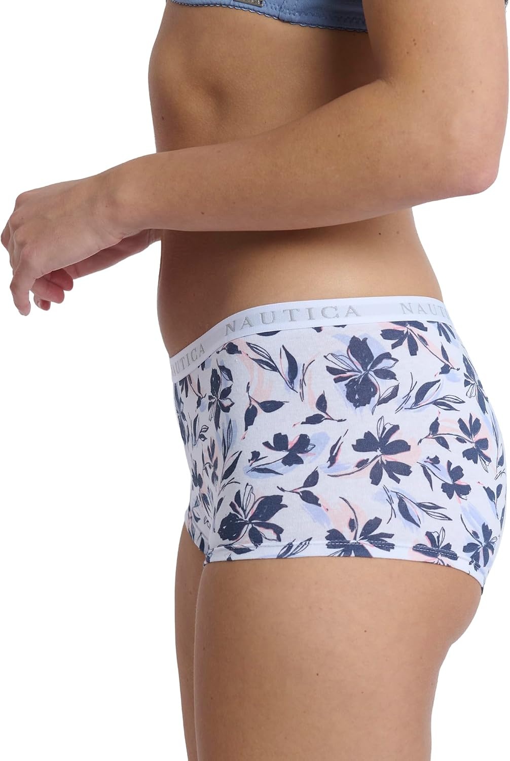 image:imageNautica Womens Cotton Boyshort Underwear Set 5PackCoastal PeriLt Bleach HeatherStingraySummer RoseNew Ink Floral