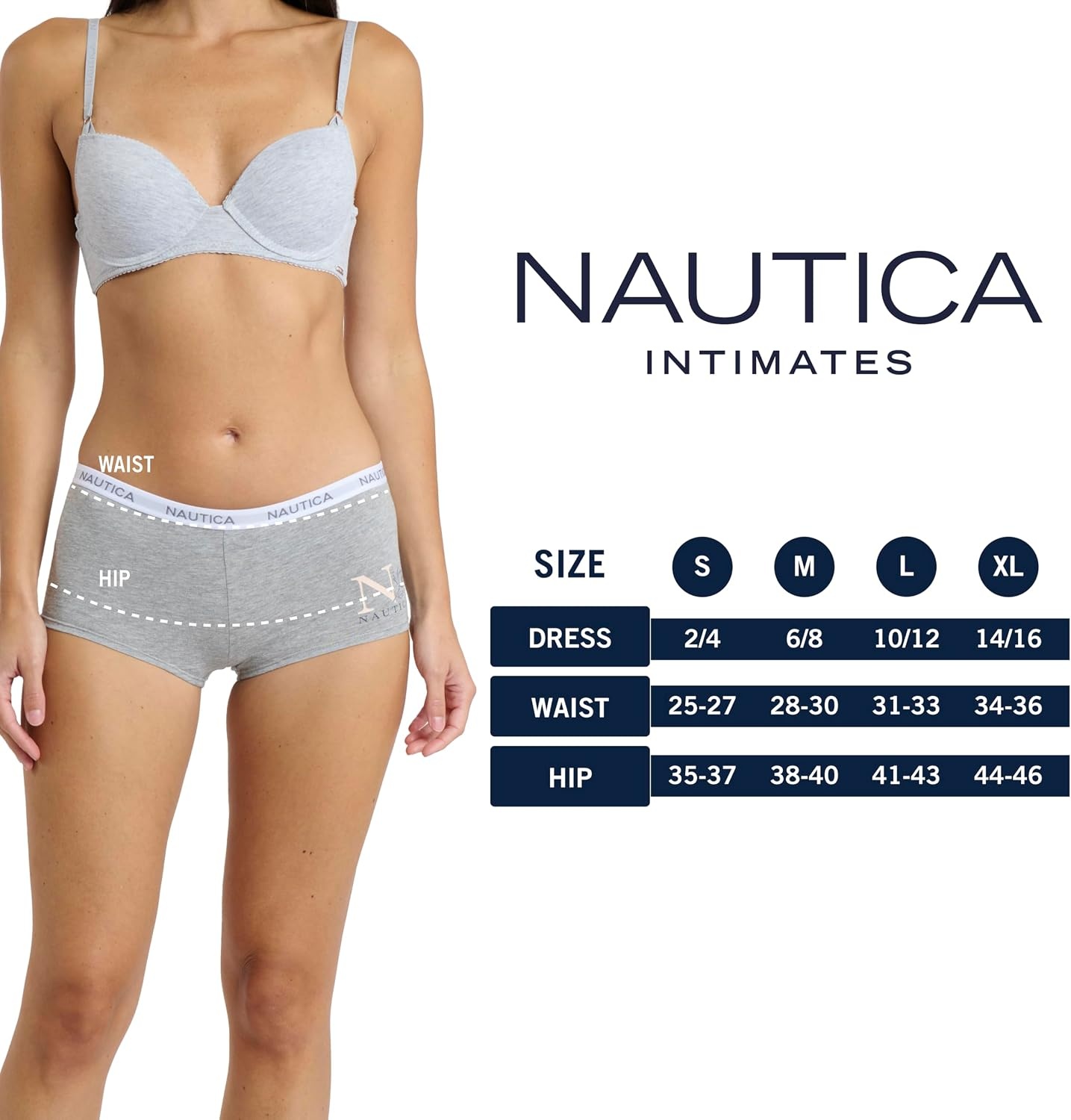 image:imageNautica Womens Cotton Boyshort Underwear Set 5PackMd Heather GreyNocturnal NavyPeach WhipEndless DuskNt Floral Logo