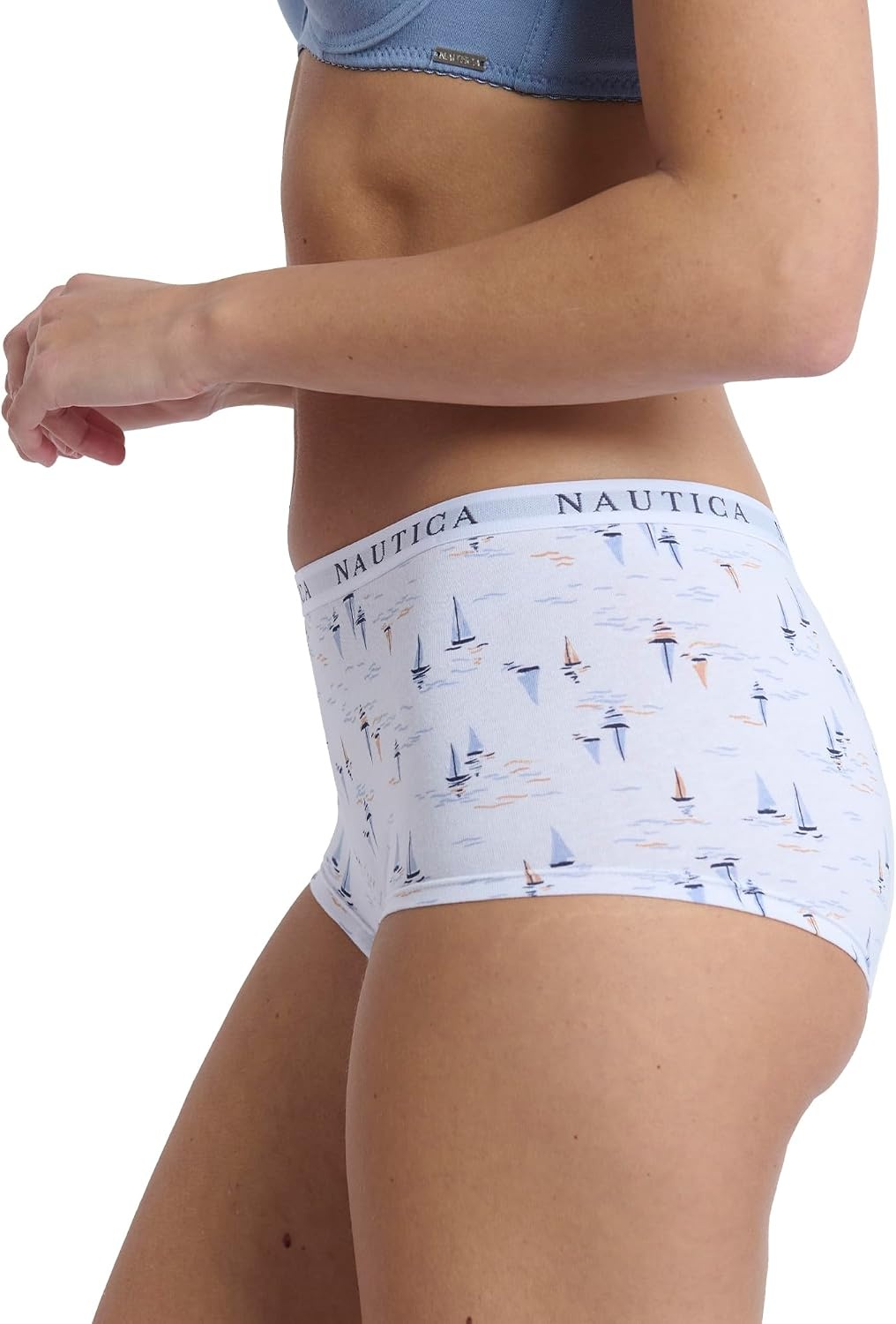 image:imageNautica Womens Cotton Boyshort Underwear Set 5PackMd Heather GreySand DollarSteel BlueXenon BlueNt Watercolor Boats
