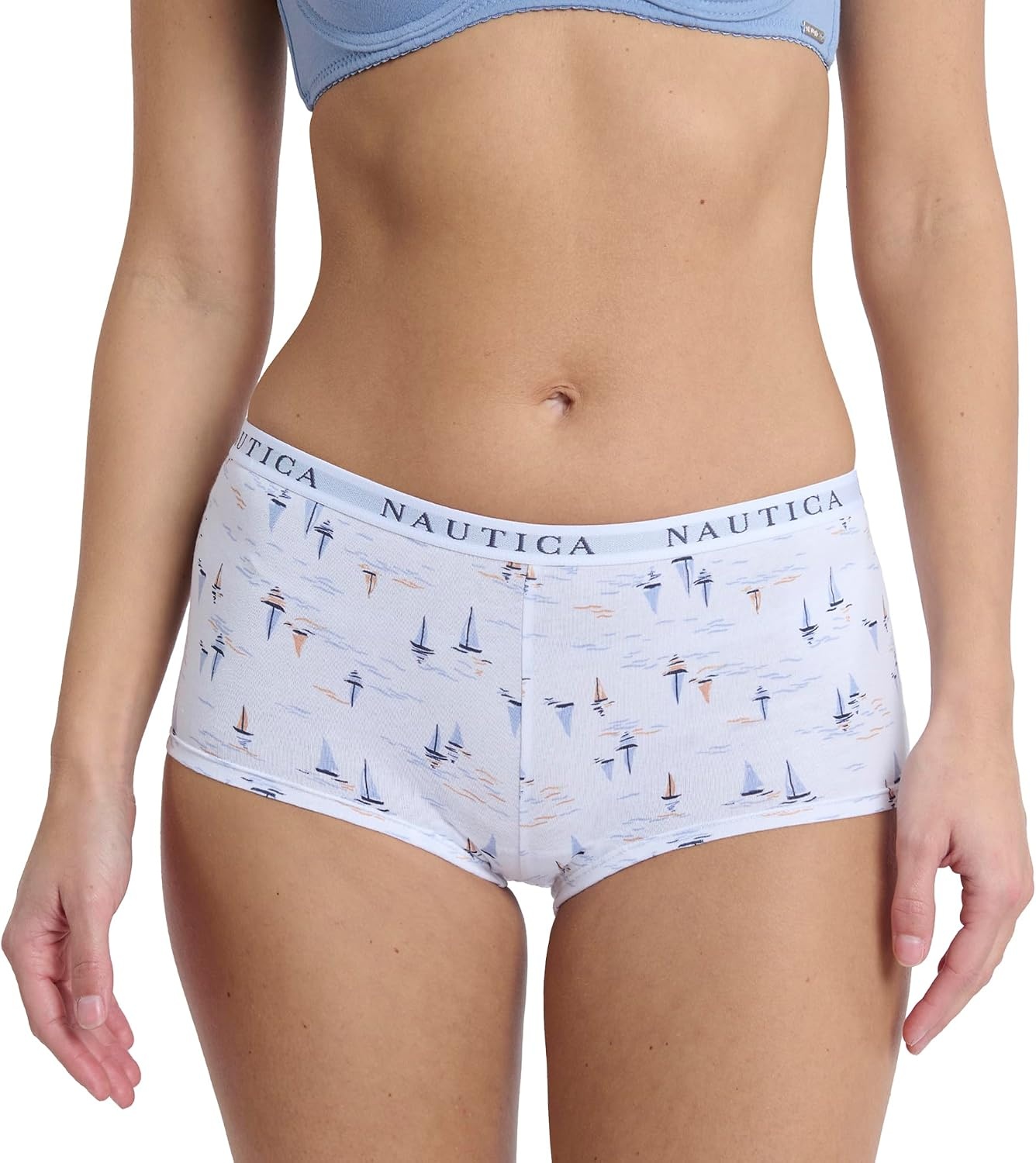 image:imageNautica Womens Cotton Boyshort Underwear Set 5PackMd Heather GreySand DollarSteel BlueXenon BlueNt Watercolor Boats