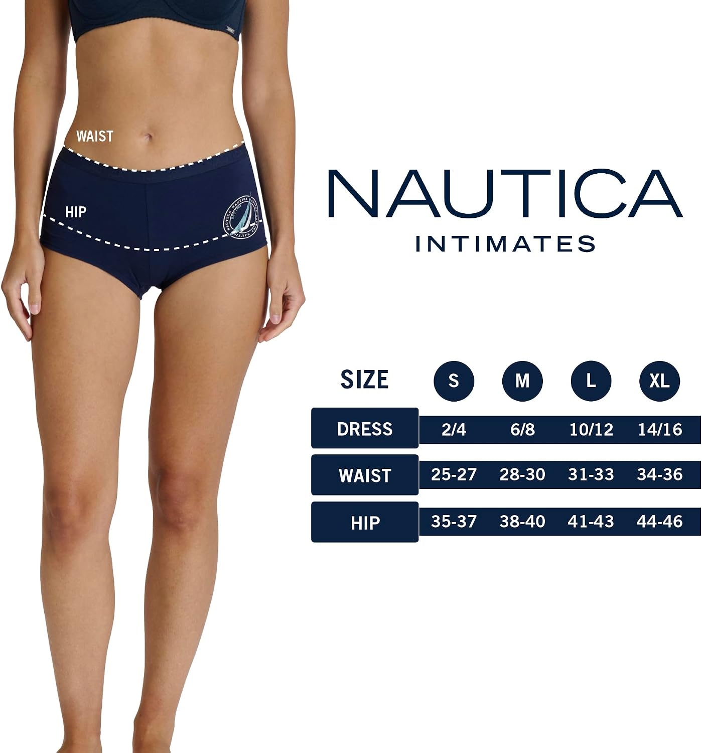 image:imageNautica Womens Cotton Boyshort Underwear Set 5PackNocturnal NavyWhiteBlue SageVolcano AshNt Blue Dot