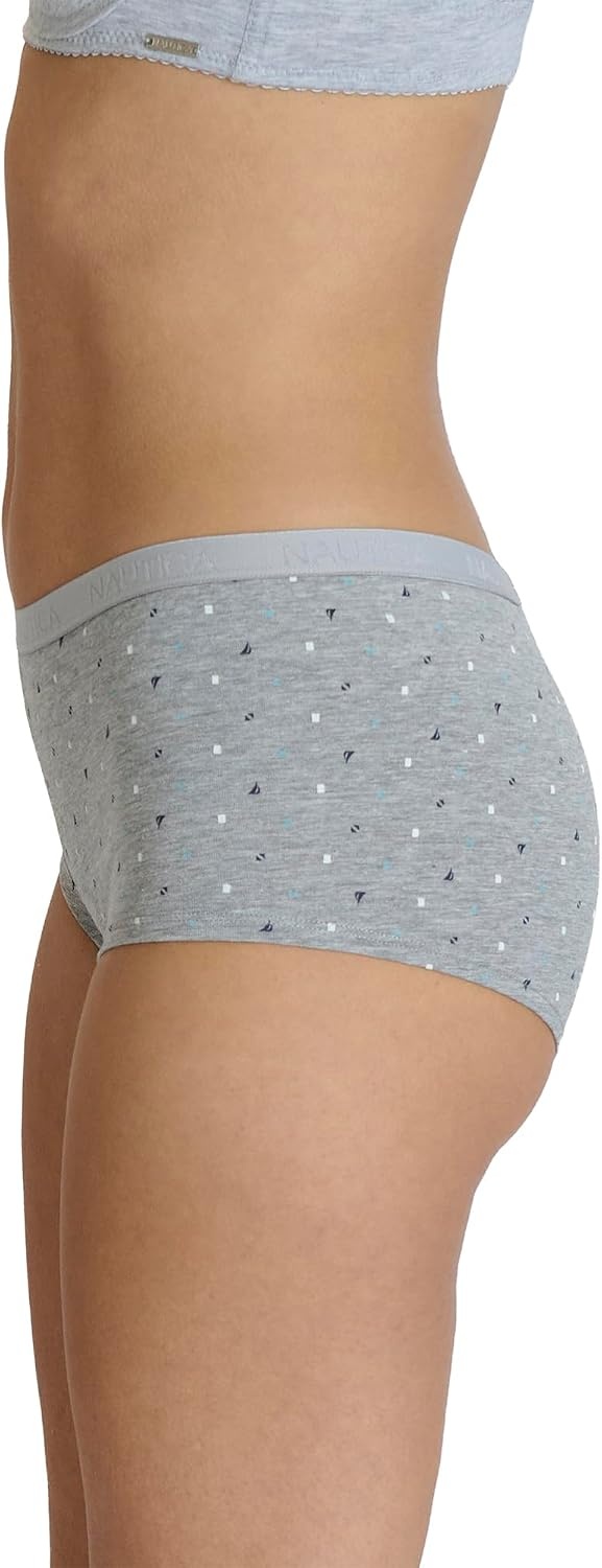 image:imageNautica Womens Cotton Boyshort Underwear Set 5PackNocturnal NavyWhiteBlue SageVolcano AshNt Blue Dot