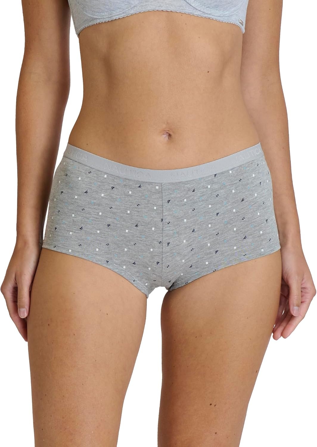 image:imageNautica Womens Cotton Boyshort Underwear Set 5PackNocturnal NavyWhiteBlue SageVolcano AshNt Blue Dot