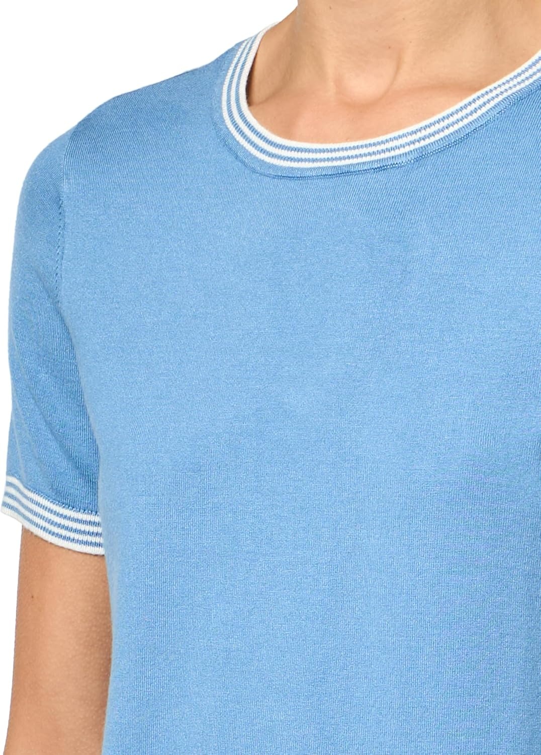 image:imageNautica Womens Crew Neck Solid Short Sleeve SweaterBlue Haze Ivory