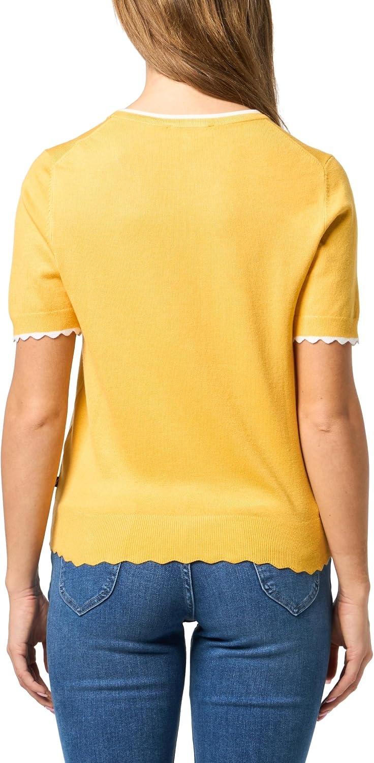 image:imageNautica Womens Crew Neck Solid Short Sleeve SweaterDeep MaizeBright White