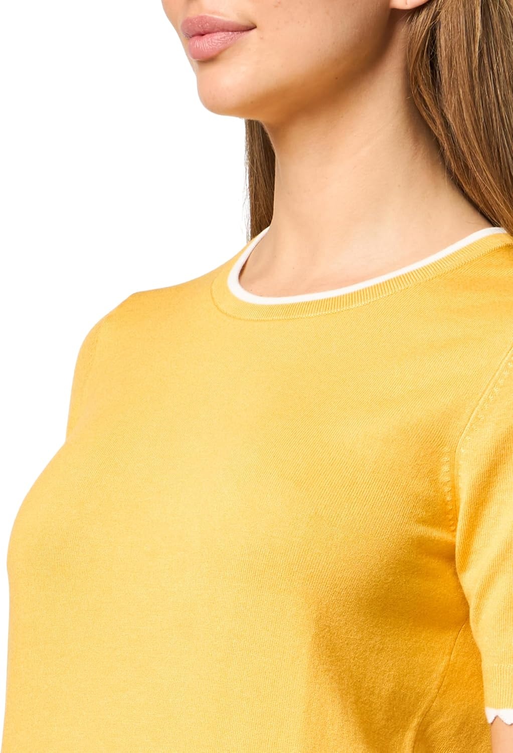 image:imageNautica Womens Crew Neck Solid Short Sleeve SweaterDeep MaizeBright White