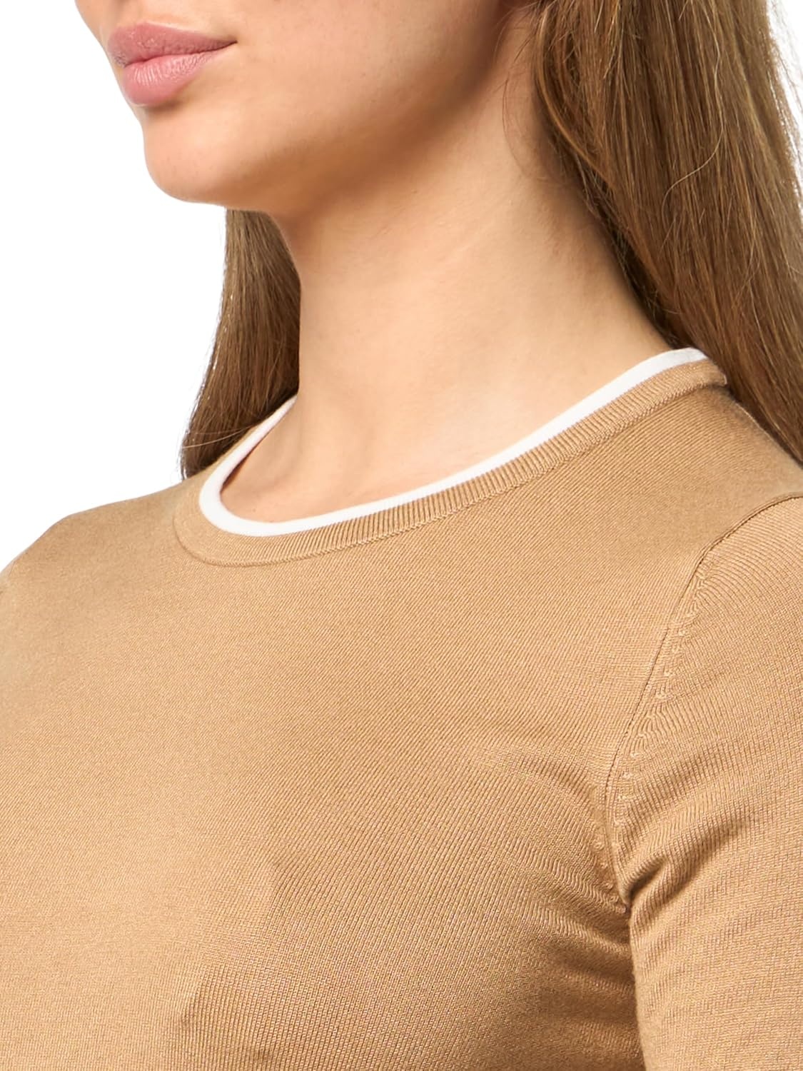 image:imageNautica Womens Crew Neck Solid Short Sleeve SweaterTanninBright White