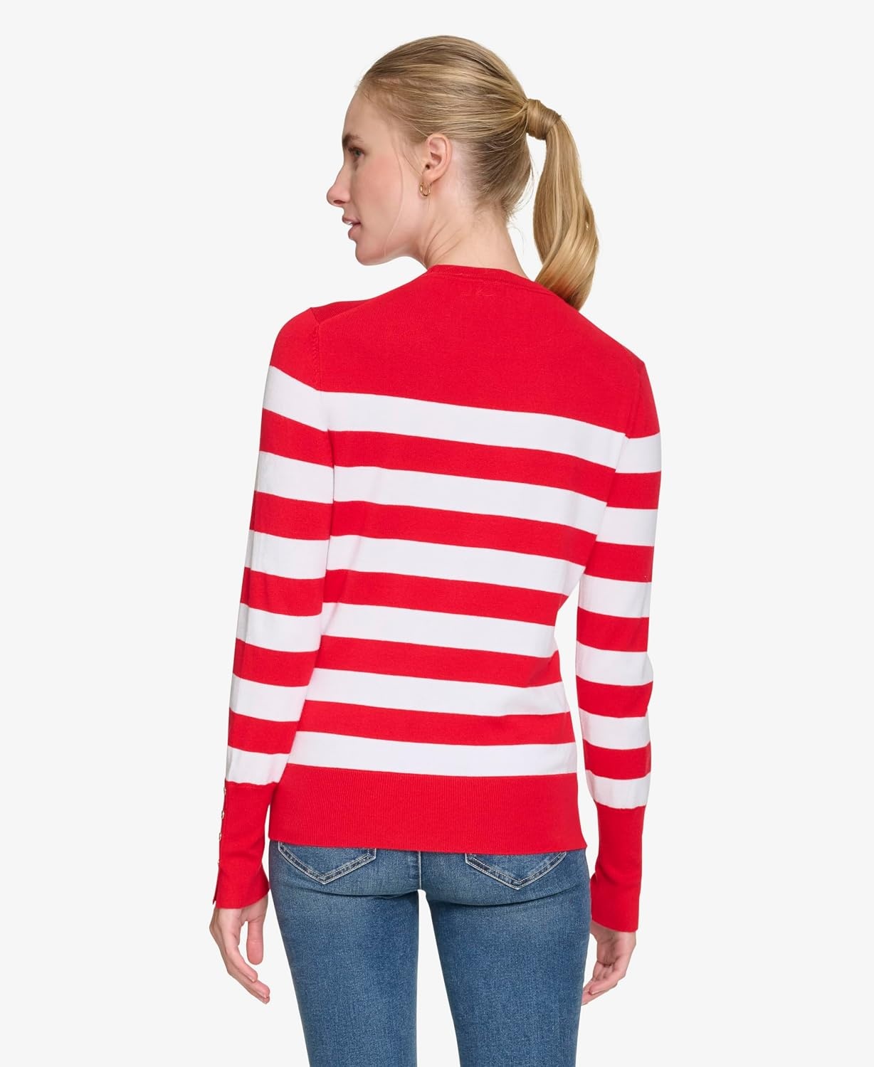 image:imageNautica Womens Crewneck Stripe Long Sleeve Crewneck SweaterRegatta Red Night Sky
