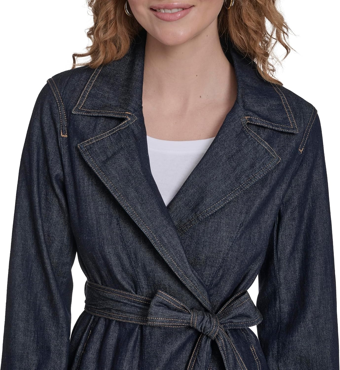 image:imageNautica Womens Denim Jean Trench Jacket OuterwearRinse