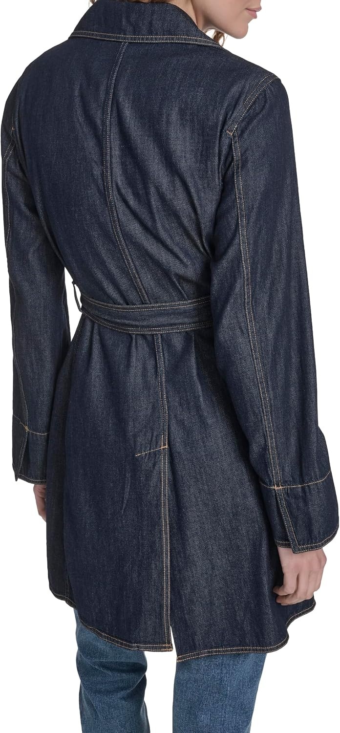 image:imageNautica Womens Denim Jean Trench Jacket OuterwearRinse